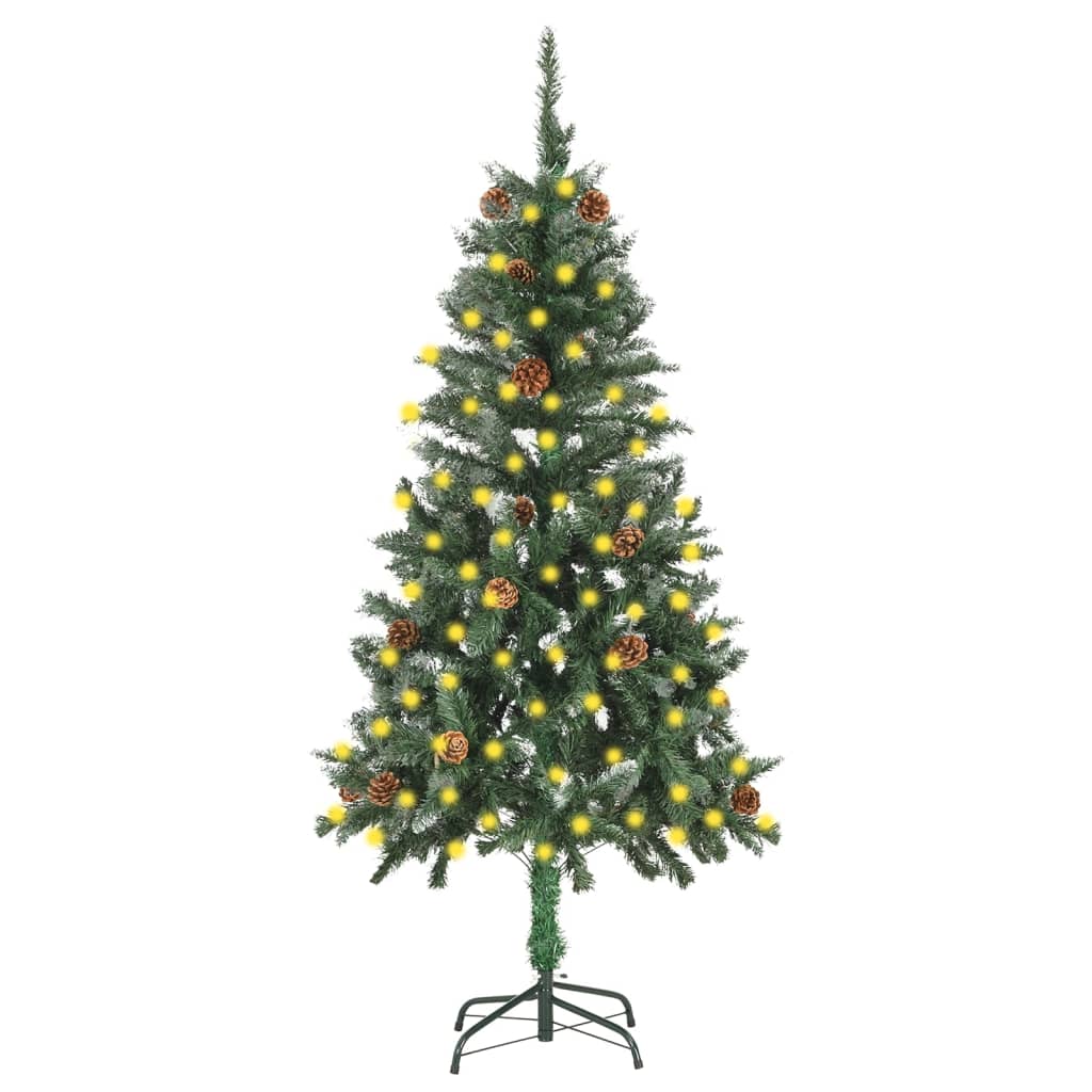 Artificial Pre-Lit Christmas Tree With Pine Cones 210 Cm