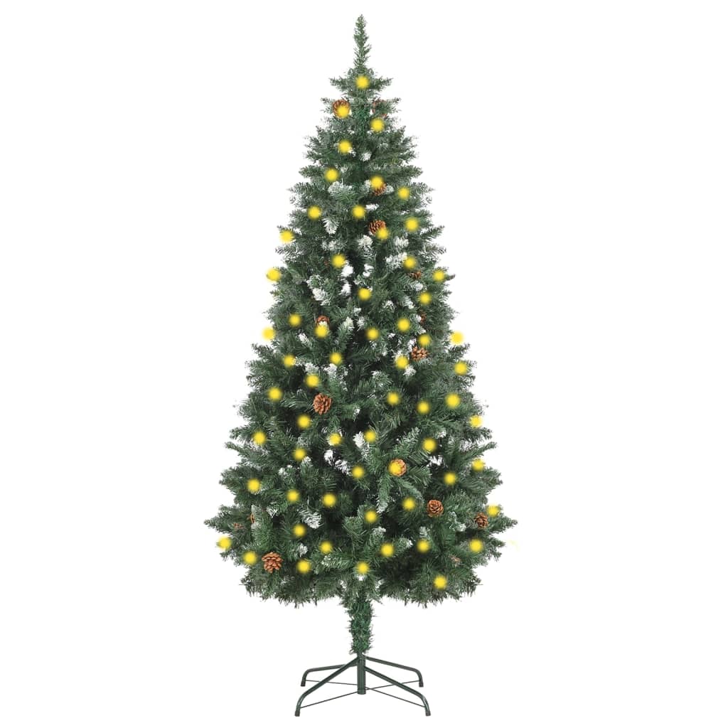 Artificial Pre-Lit Christmas Tree With Pine Cones 210 Cm