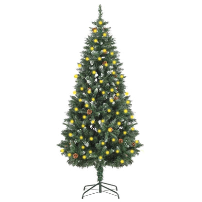 Artificial Pre-Lit Christmas Tree With Pine Cones 210 Cm