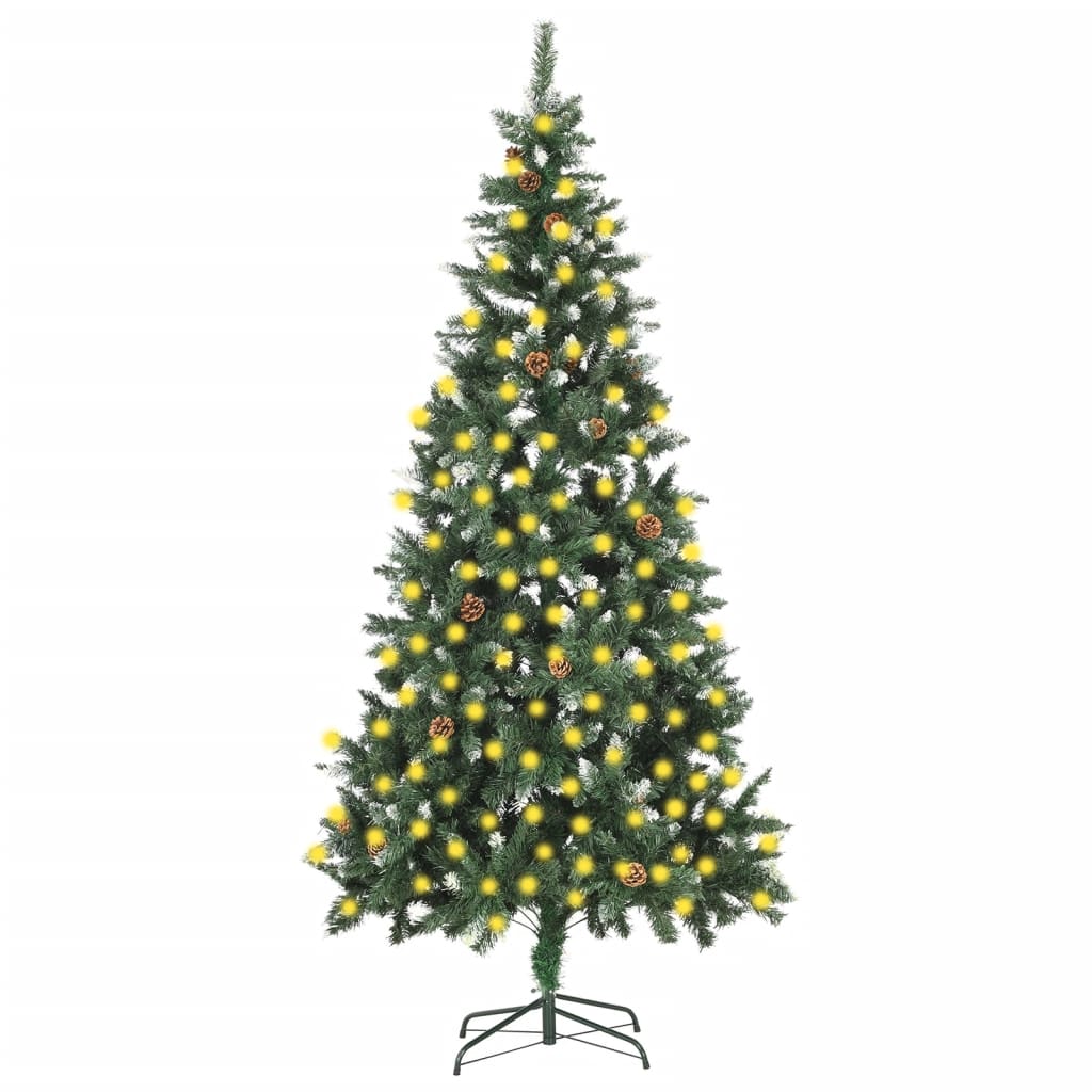Artificial Pre-Lit Christmas Tree With Pine Cones 210 Cm