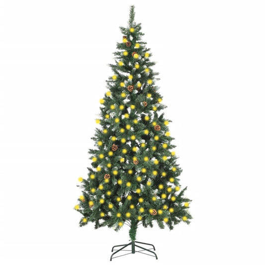 Artificial Pre-Lit Christmas Tree With Pine Cones 210 Cm