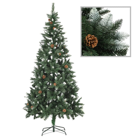 Artificial Pre-Lit Christmas Tree With Pine Cones 210 Cm