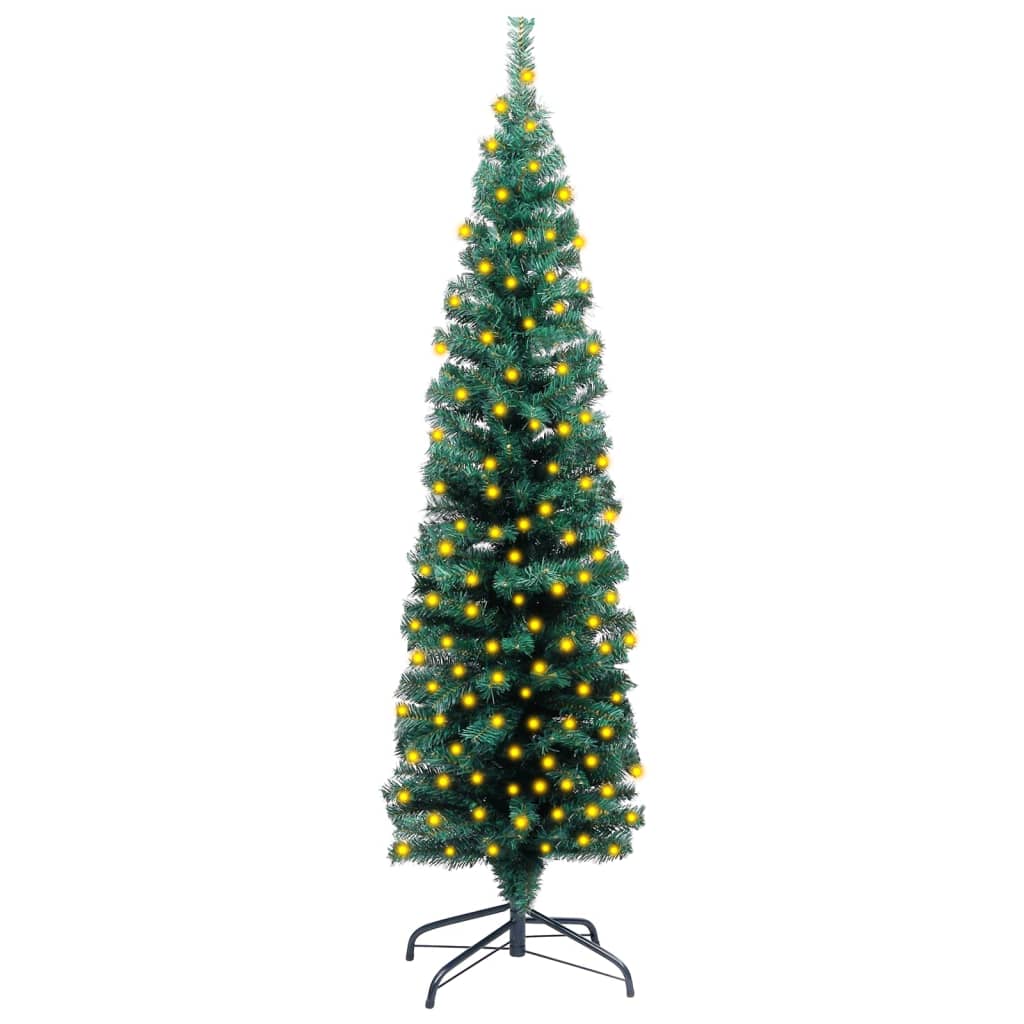 Slim Artificial Pre-Lit Christmas Tree With Ball Set
