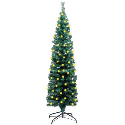 Slim Artificial Pre-Lit Christmas Tree With Ball Set