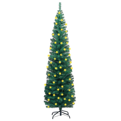 Slim Artificial Pre-Lit Christmas Tree With Ball Set