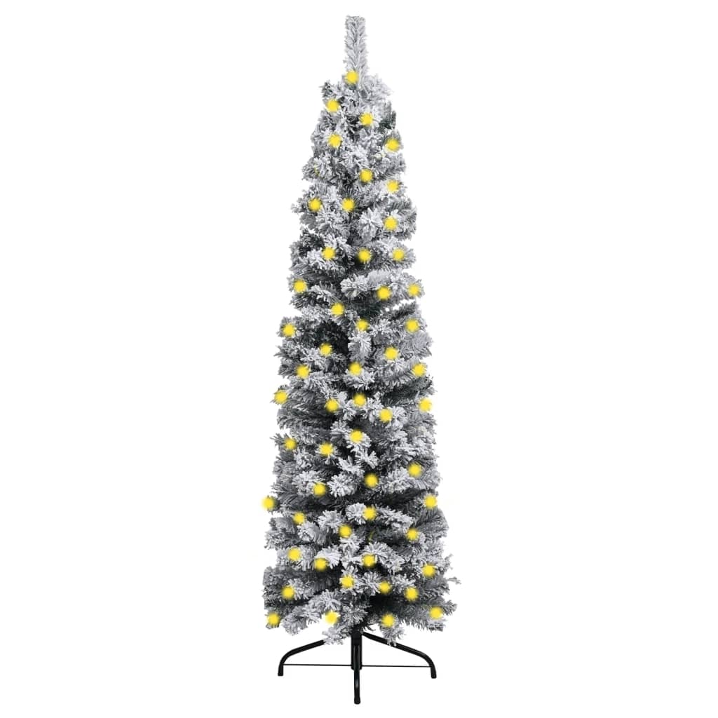 Slim Artificial Pre-Lit Christmas Tree With Ball Set