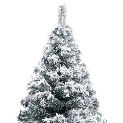 Artificial Pre-Lit Christmas Tree With Flocked Snow Green 180 Cm