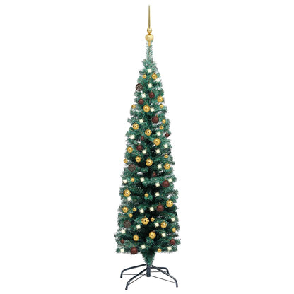Slim Artificial Pre-Lit Christmas Tree With Ball Set