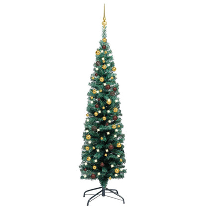 Slim Artificial Pre-Lit Christmas Tree With Ball Set