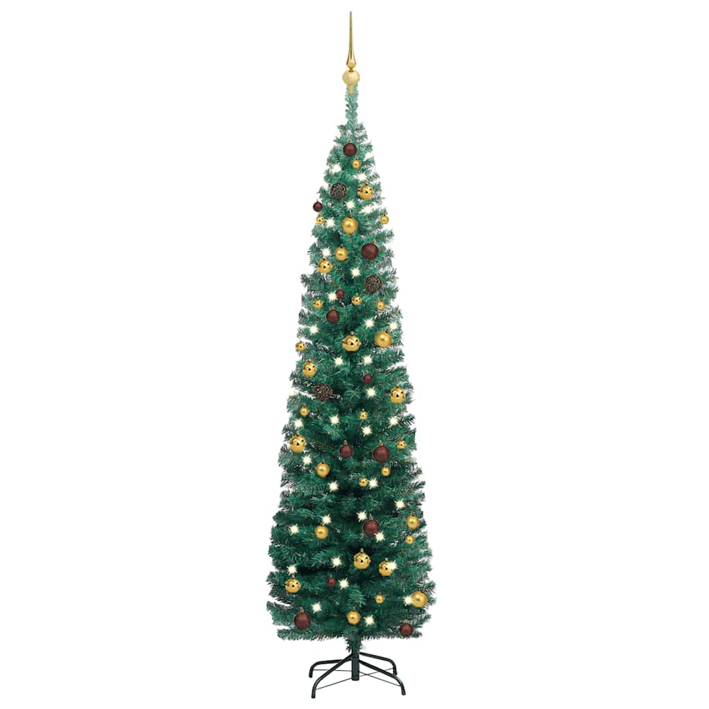 Slim Artificial Pre-Lit Christmas Tree With Ball Set