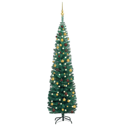Slim Artificial Pre-Lit Christmas Tree With Ball Set