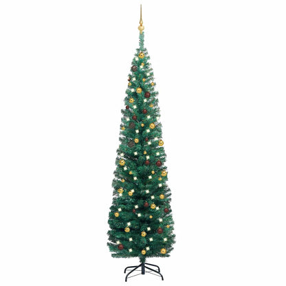 Slim Artificial Pre-Lit Christmas Tree With Ball Set