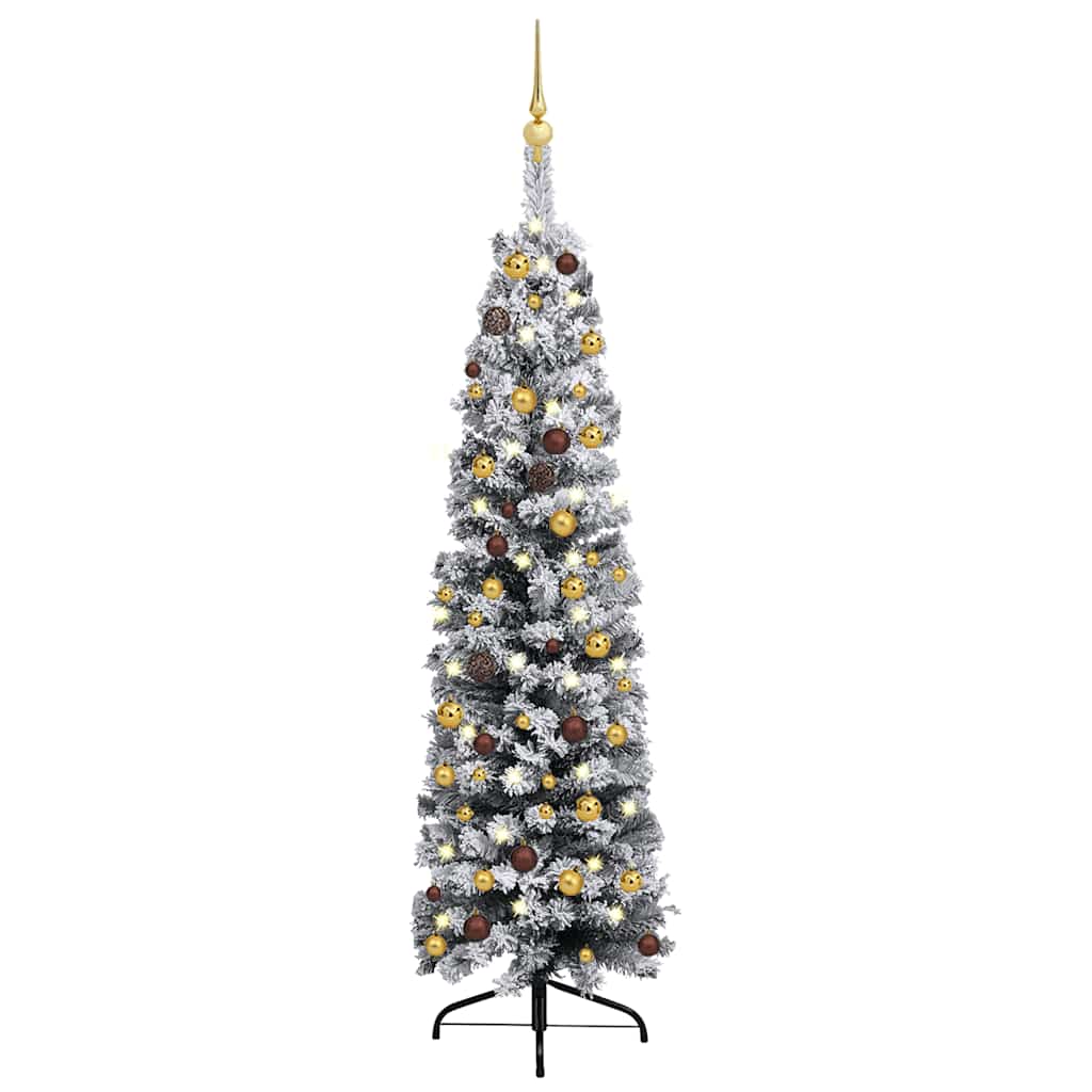 Slim Artificial Pre-Lit Christmas Tree With Ball Set