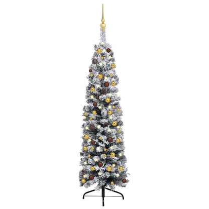 Slim Artificial Pre-Lit Christmas Tree With Ball Set