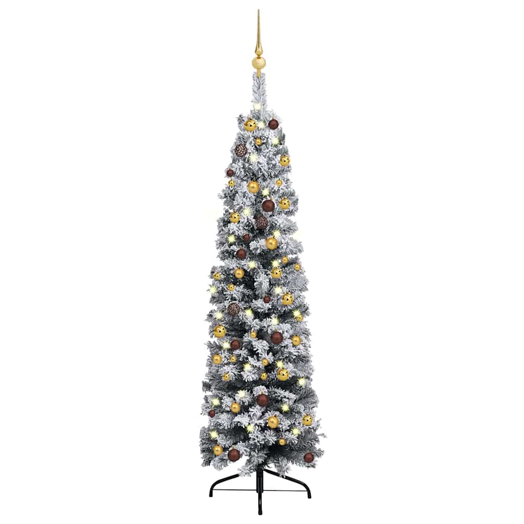 Slim Artificial Pre-Lit Christmas Tree With Ball Set