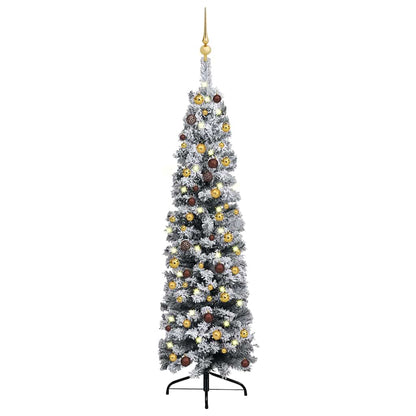 Slim Artificial Pre-Lit Christmas Tree With Ball Set