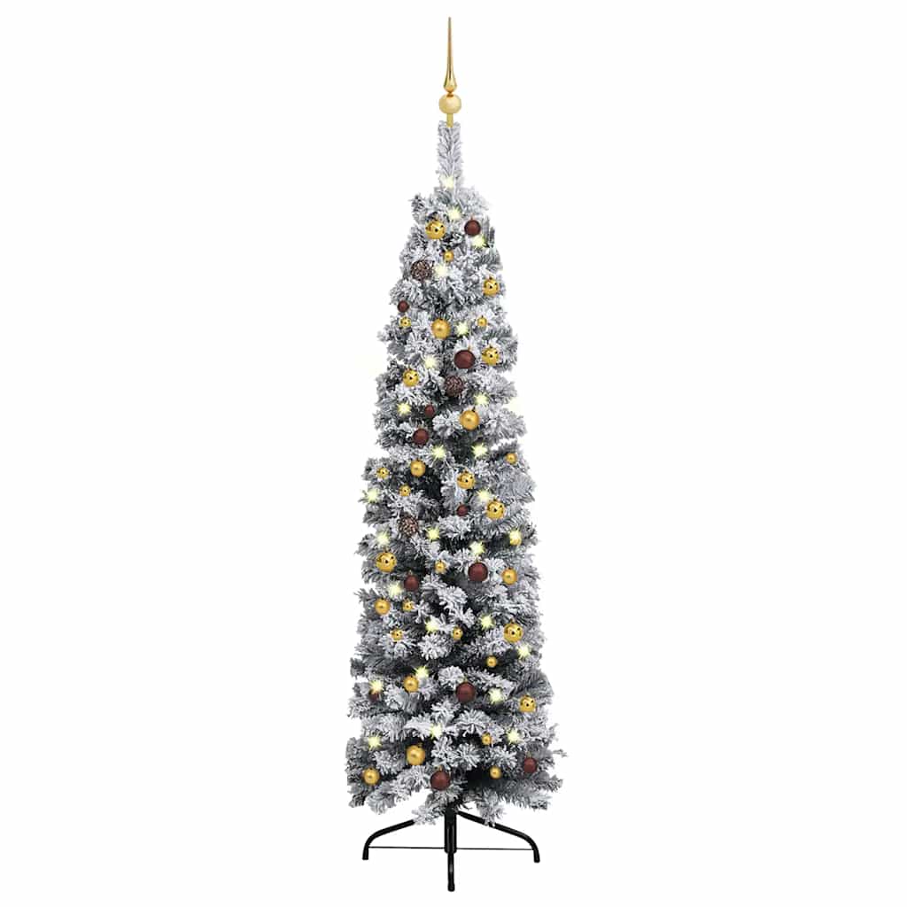 Slim Artificial Pre-Lit Christmas Tree With Ball Set