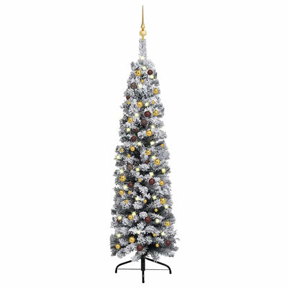Slim Artificial Pre-Lit Christmas Tree With Ball Set