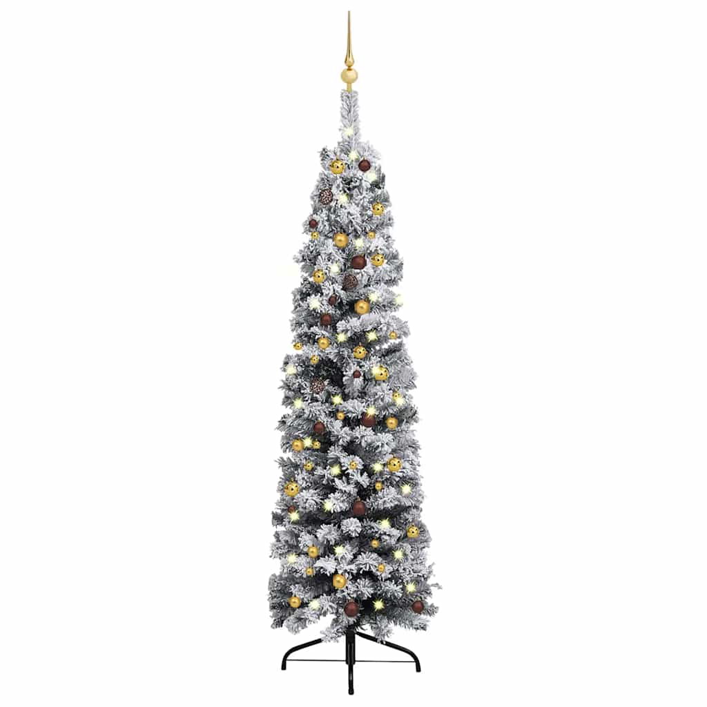 Slim Artificial Pre-Lit Christmas Tree With Ball Set