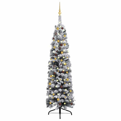 Slim Artificial Pre-Lit Christmas Tree With Ball Set