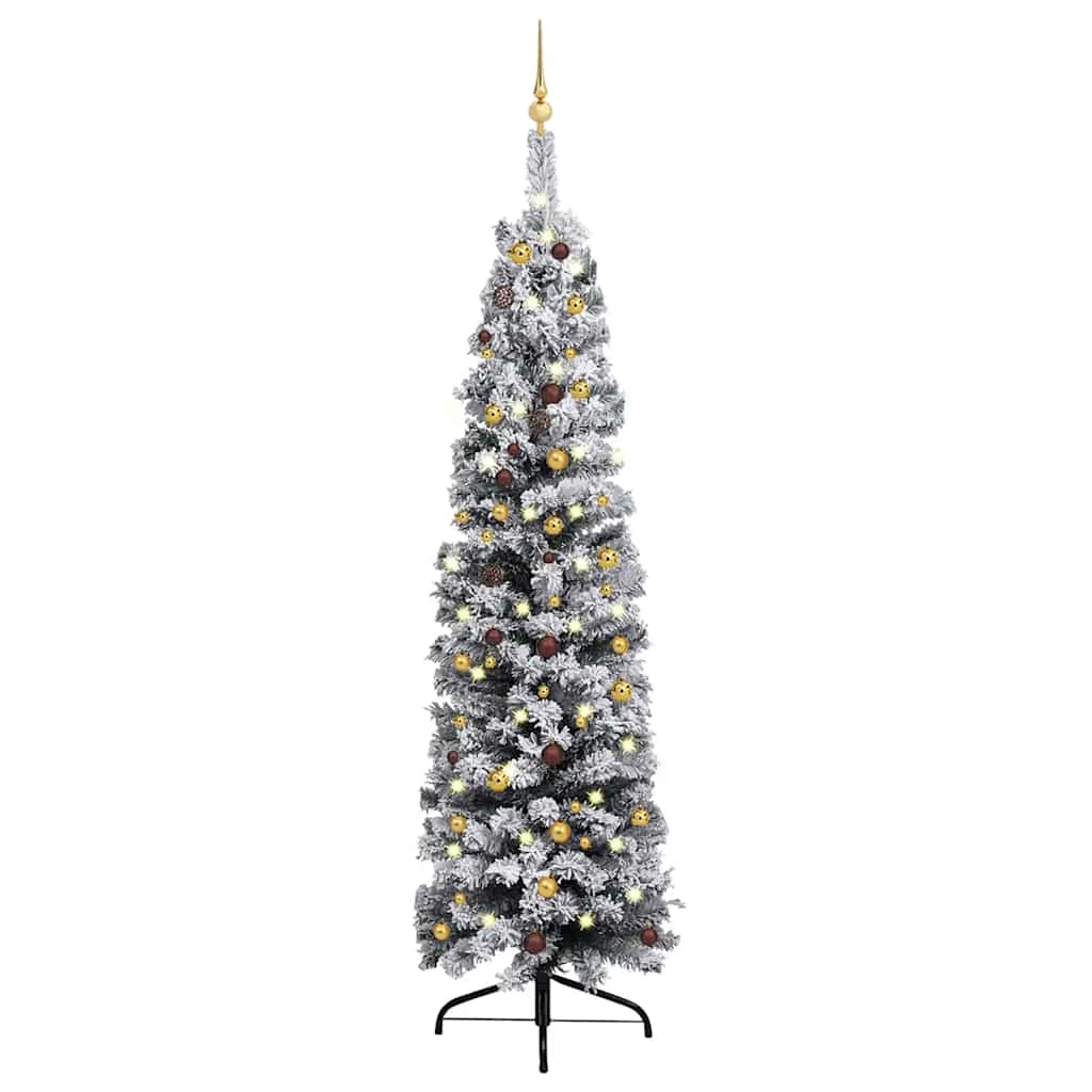 Slim Artificial Pre-Lit Christmas Tree With Ball Set