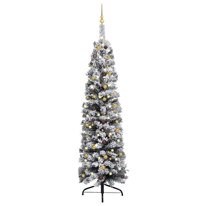 Slim Artificial Pre-Lit Christmas Tree With Ball Set
