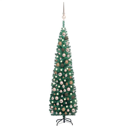Slim Artificial Pre-Lit Christmas Tree With Ball Set