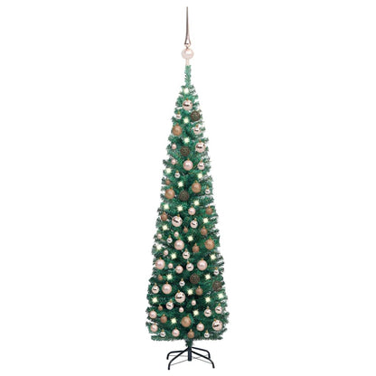 Slim Artificial Pre-Lit Christmas Tree With Ball Set