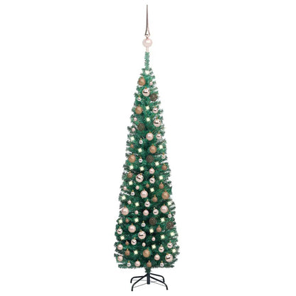Slim Artificial Pre-Lit Christmas Tree With Ball Set