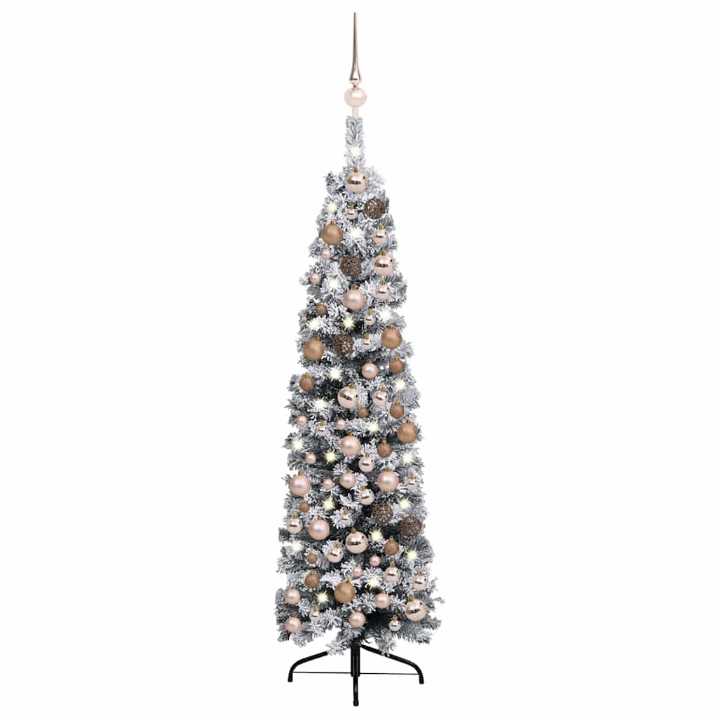 Slim Artificial Pre-Lit Christmas Tree With Ball Set