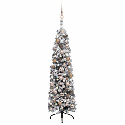 Slim Artificial Pre-Lit Christmas Tree With Ball Set