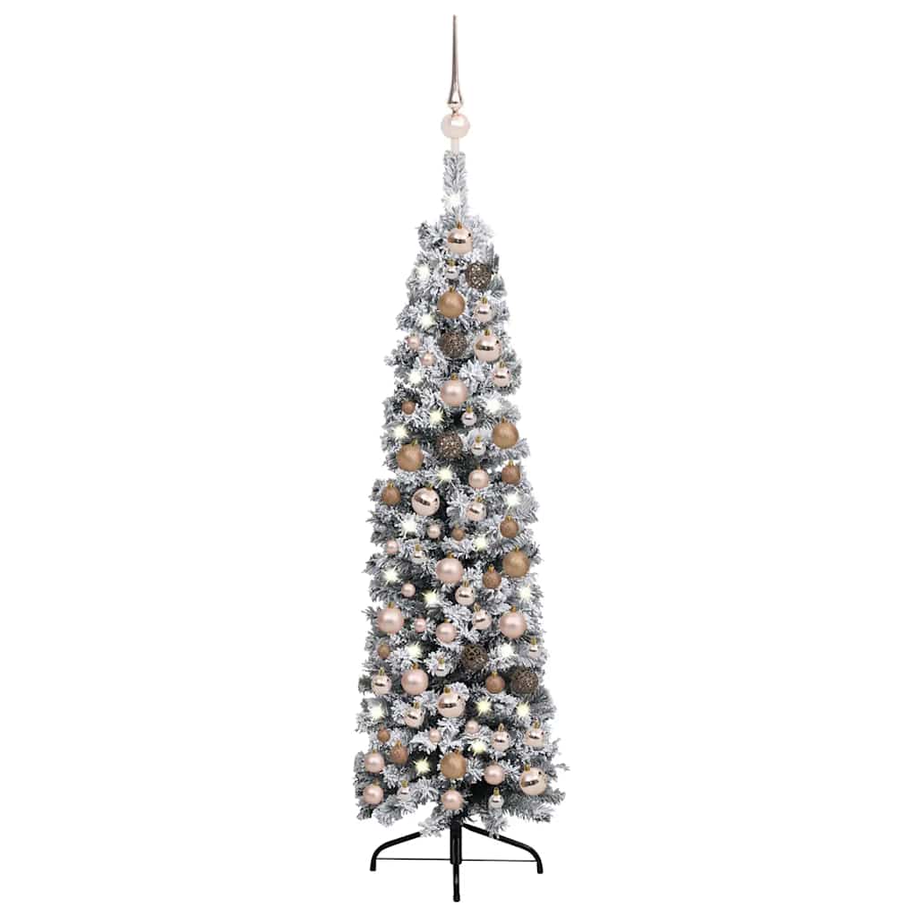 Slim Artificial Pre-Lit Christmas Tree With Ball Set
