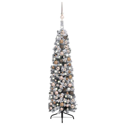 Slim Artificial Pre-Lit Christmas Tree With Ball Set