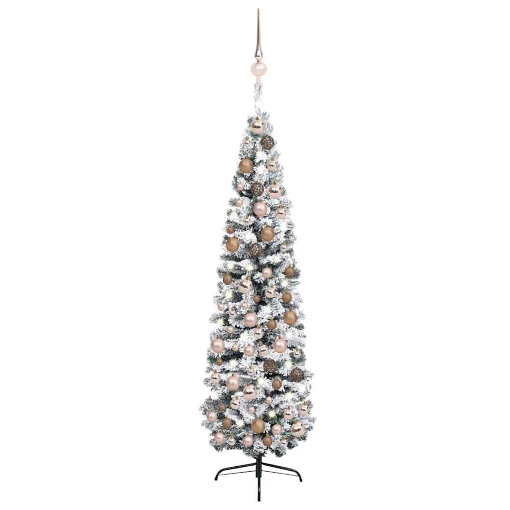 Slim Artificial Pre-Lit Christmas Tree With Ball Set