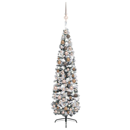 Slim Artificial Pre-Lit Christmas Tree With Ball Set