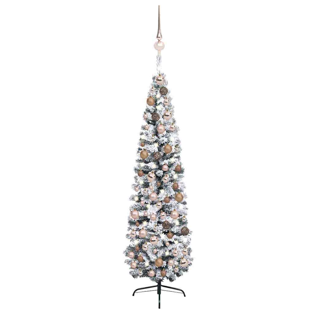 Slim Artificial Pre-Lit Christmas Tree With Ball Set