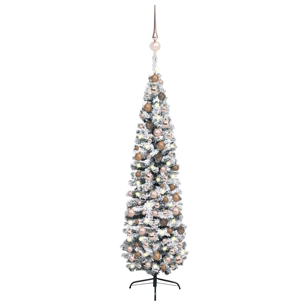 Slim Artificial Pre-Lit Christmas Tree With Ball Set