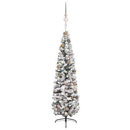 Slim Artificial Pre-Lit Christmas Tree With Ball Set
