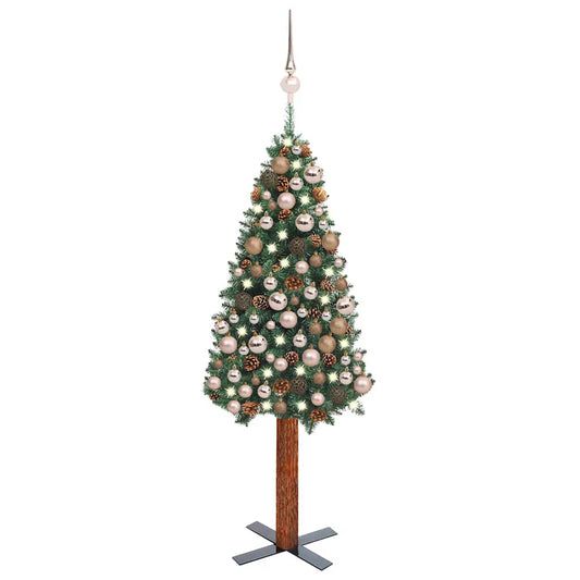 Slim Pre-Lit Christmas Tree With Ball Set Pvc