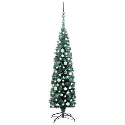 Slim Artificial Pre-Lit Christmas Tree With Ball Set