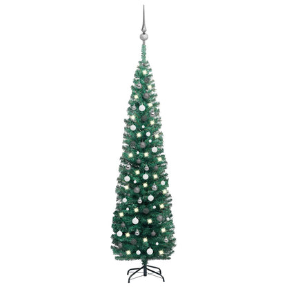 Slim Artificial Pre-Lit Christmas Tree With Ball Set
