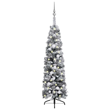Slim Artificial Pre-Lit Christmas Tree With Ball Set