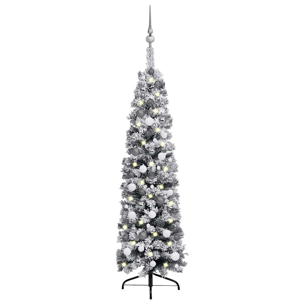 Slim Artificial Pre-Lit Christmas Tree With Ball Set