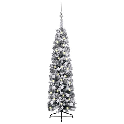 Slim Artificial Pre-Lit Christmas Tree With Ball Set