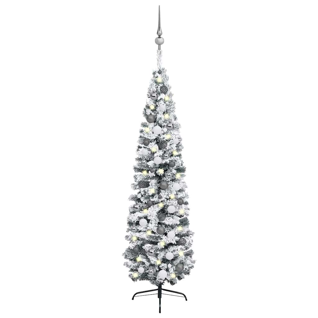 Slim Artificial Pre-Lit Christmas Tree With Ball Set