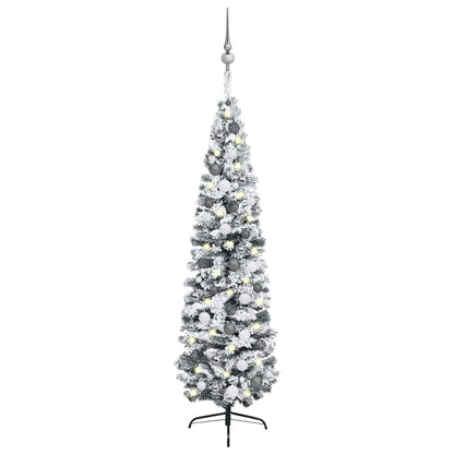 Slim Artificial Pre-Lit Christmas Tree With Ball Set