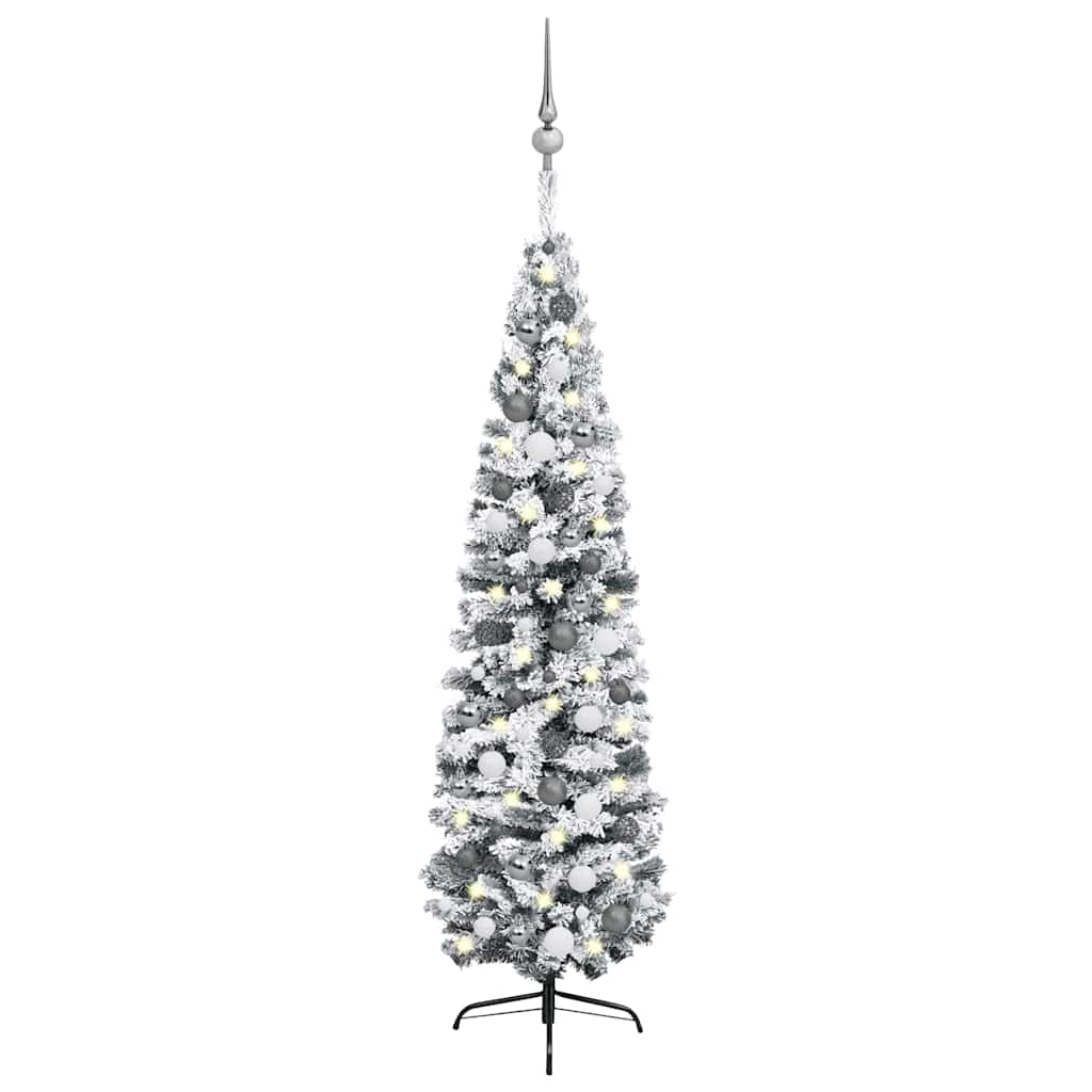 Slim Artificial Pre-Lit Christmas Tree With Ball Set