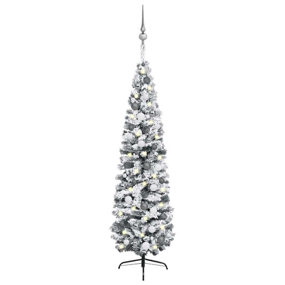 Slim Artificial Pre-Lit Christmas Tree With Ball Set