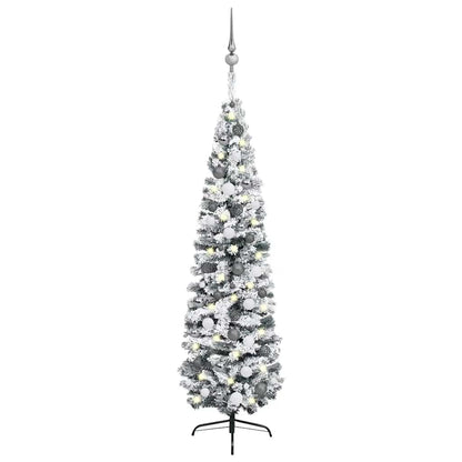 Slim Artificial Pre-Lit Christmas Tree With Ball Set