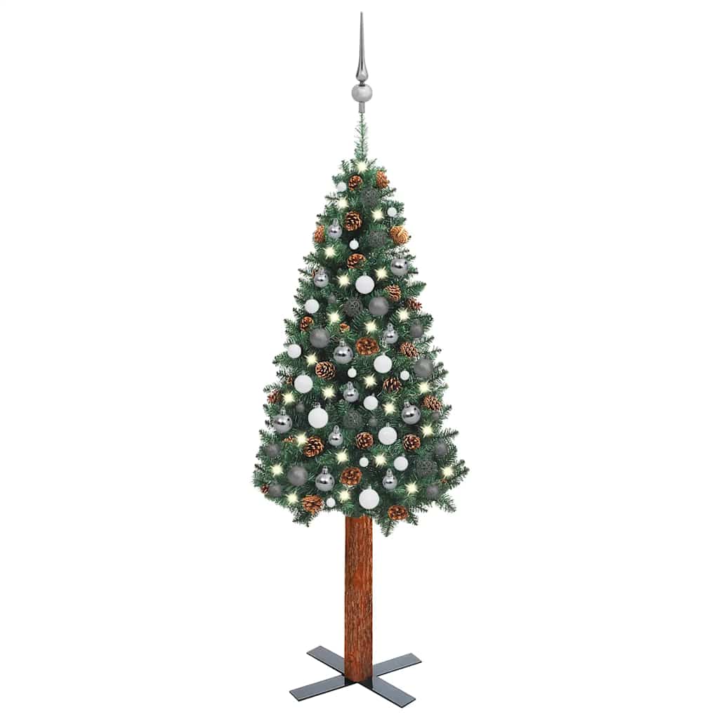 Slim Pre-Lit Christmas Tree With Ball Set Pvc